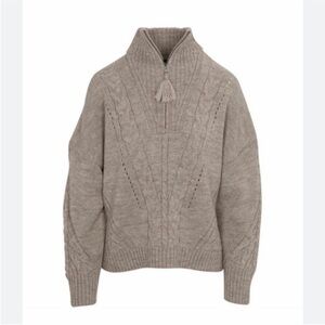 360 Cashmere wool Alpaca blend half zip sweater in oatmeal NWT